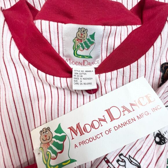NWT VTG Moon Dance Christmas Teddy Bear Holly Candy Cane Striped Pajama Set M - Picture 8 of 12